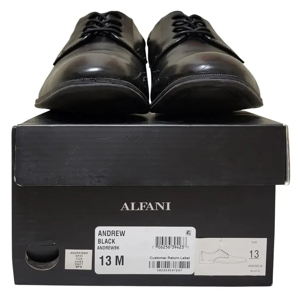 Alfani Men Andrew plain Toe Derby Oxfords Size US 13M Black Faux Leather